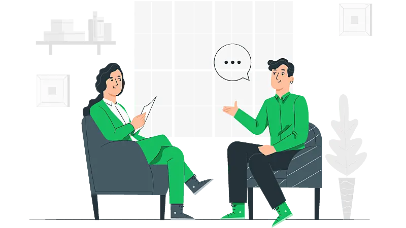 Imagem vetorizada de duas pessoas em uma entrevista de emprego