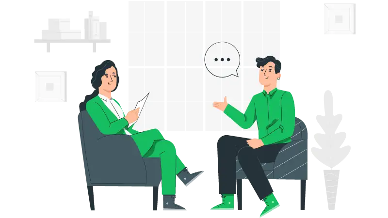 Imagem vetorizada de duas pessoas em uma entrevista de emprego