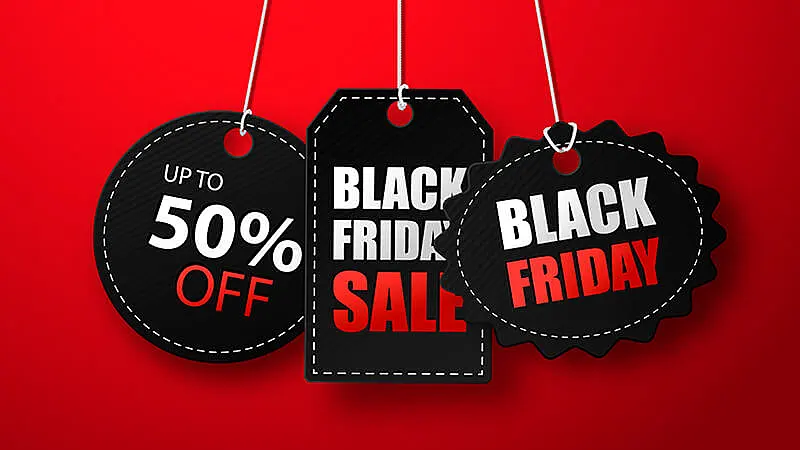 Ilustração de placas com porcentagem Black Friday