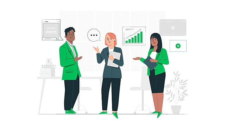 Dibujo vectorial  de personas hablando de negocios