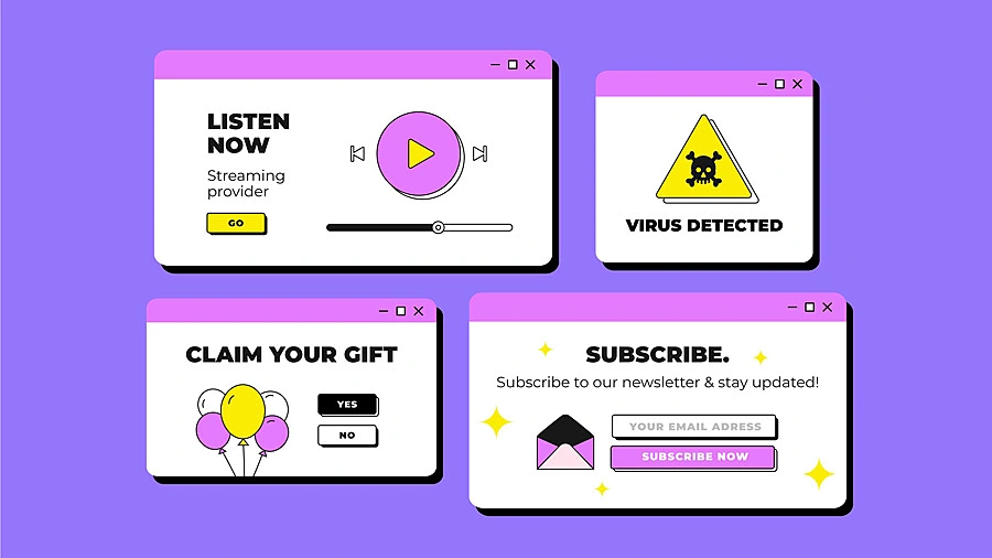 Diferentes tipos de pop-ups