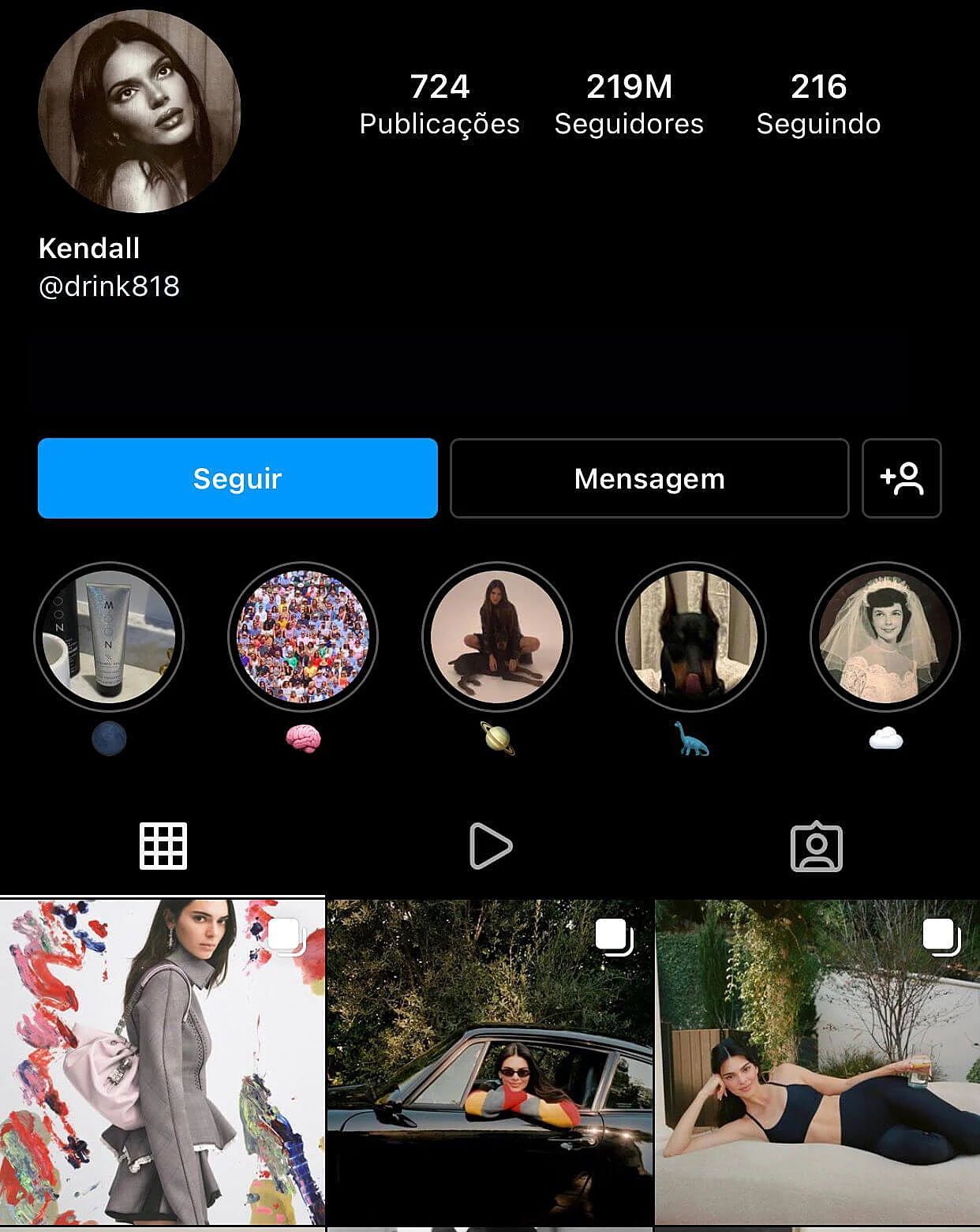 Perfil da Kendall Jenner
