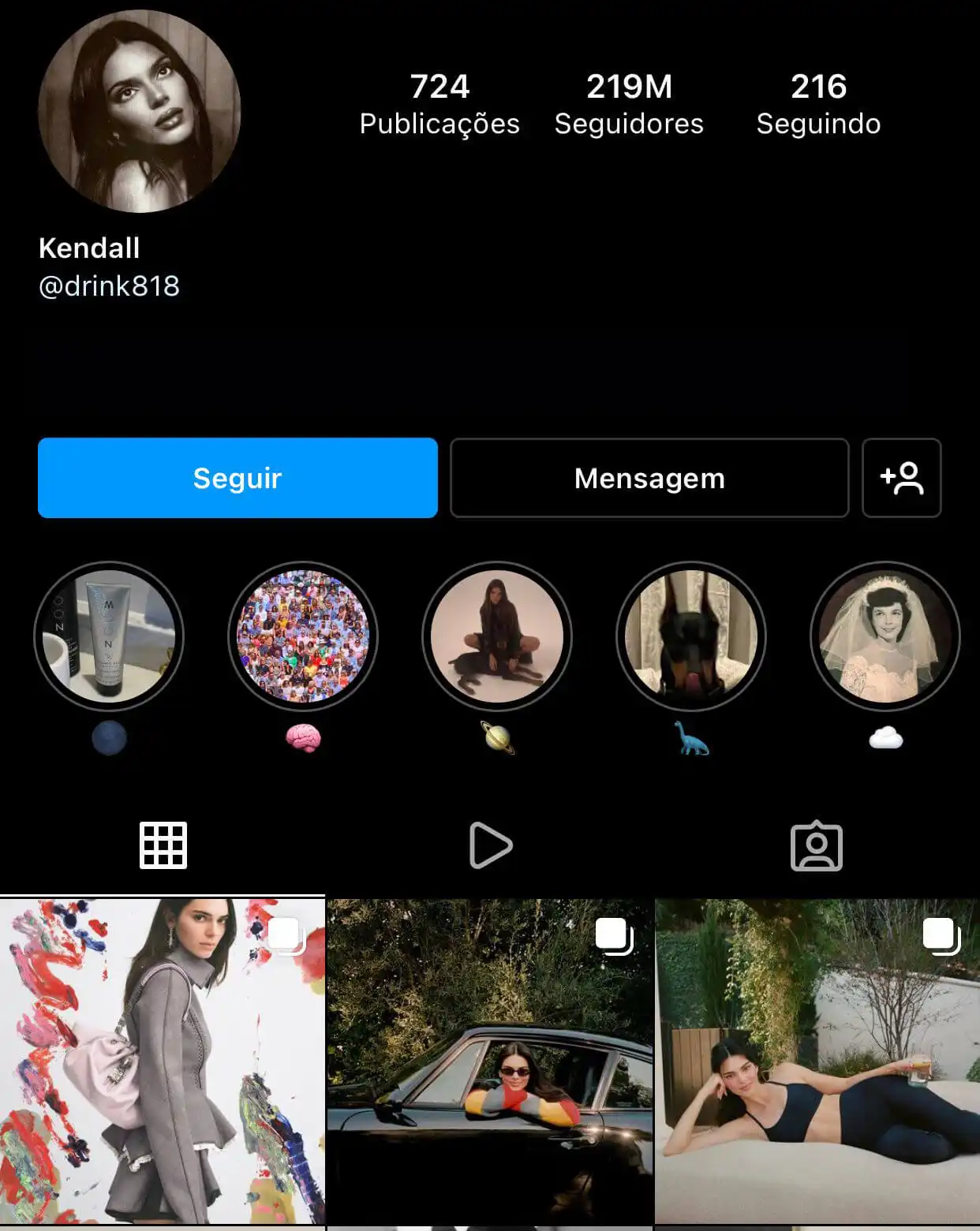 Perfil da Kendall Jenner