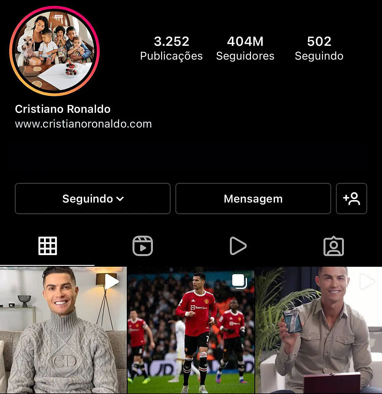 Perfil do Cristiano Ronaldo no Instagram