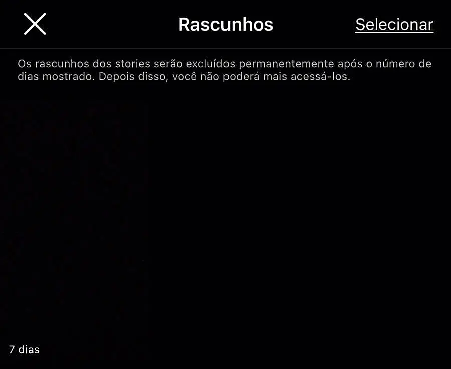 Opção para apagar rascunhos