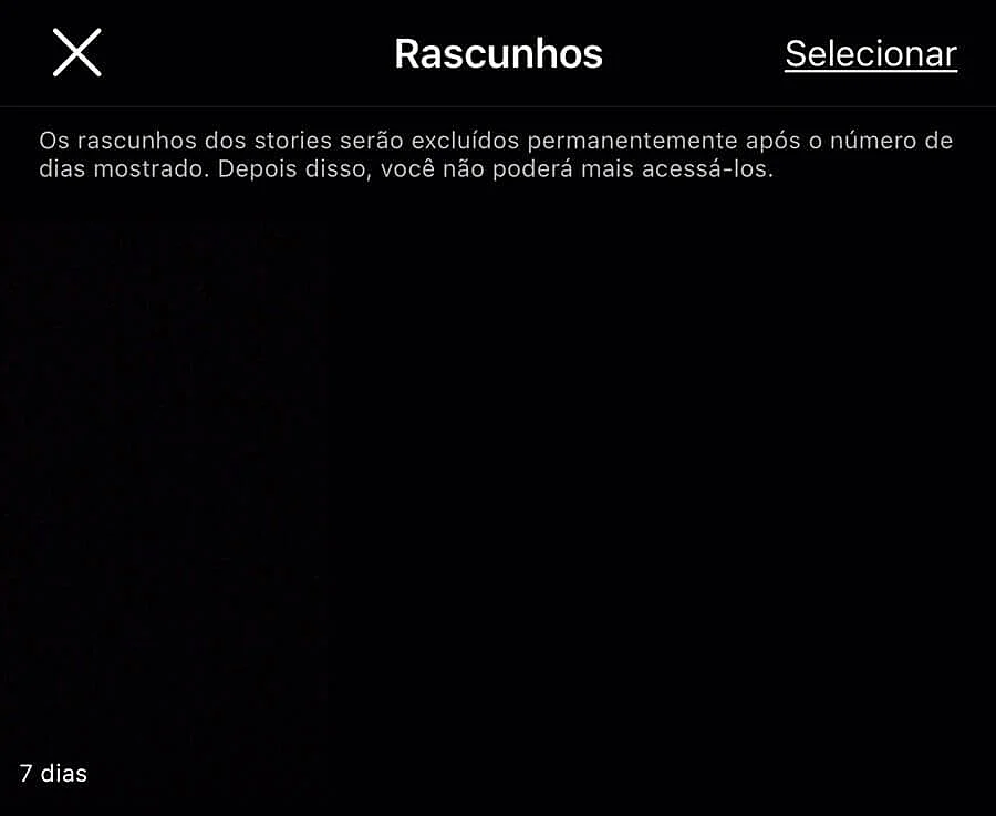 Opção para apagar rascunhos