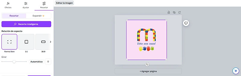 recortar imagen en canva