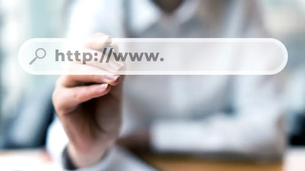 Registro de dominio Foto de una persona buscando una URL
