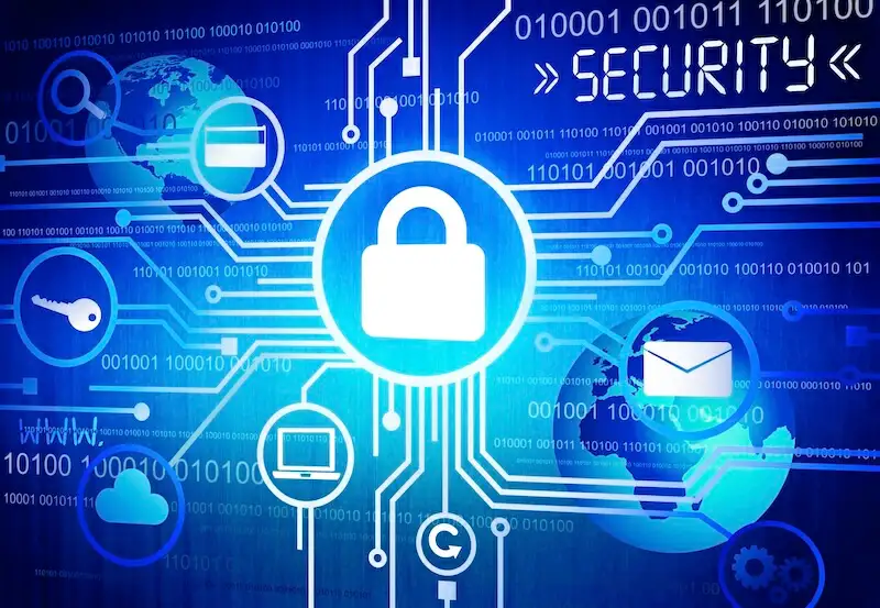 She image shows a lock symbol connected with several wires. It's also written "security".