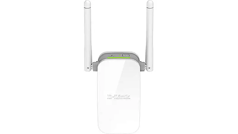 imagem de um repetidor de sinal wi-fi D-Link na cor branca com duas antenas