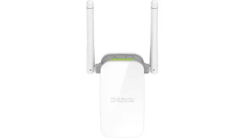 imagem de um repetidor de sinal wi-fi D-Link na cor branca com duas antenas