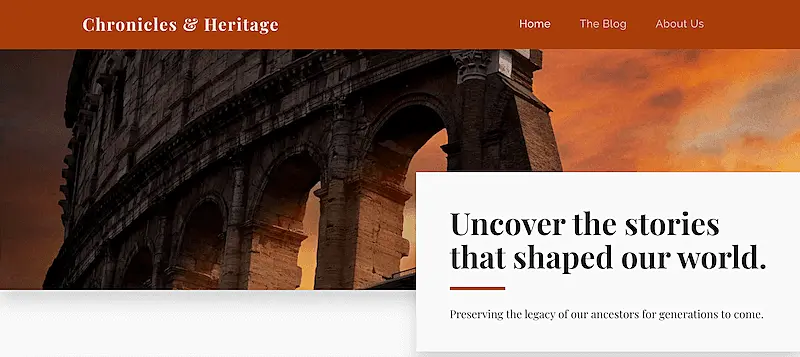 Chronicles & Heritage template for desktop