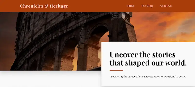 Responsive website templates 11 Chronicles & Heritage template for desktop
