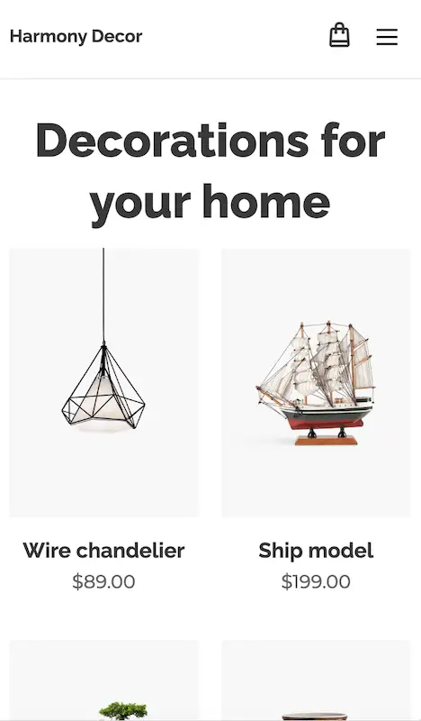 Responsive website templates 24 Decoration store template for smartphone
