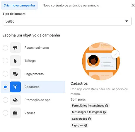 Captura de tela do Meta Ads