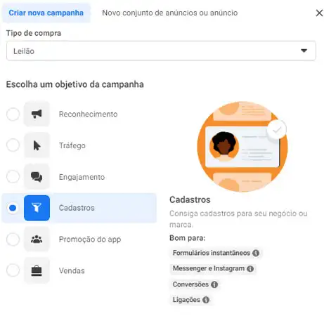 Captura de tela do Meta Ads