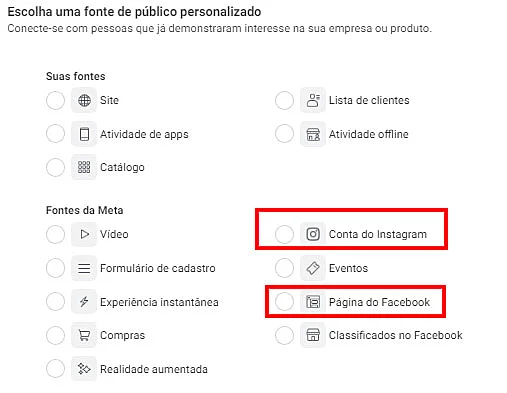 Captura de tela do Meta Ads