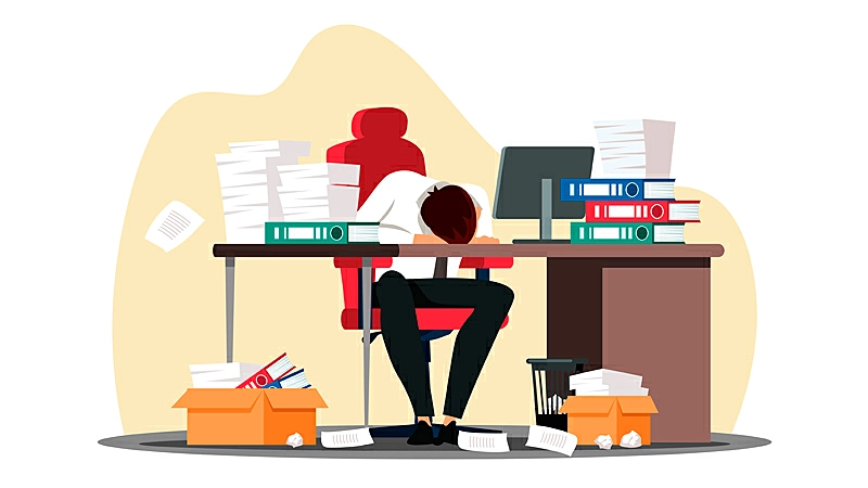Trabalhador cansado por precisar fazer retrabalho