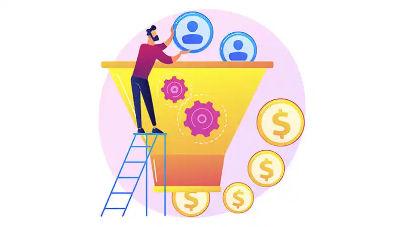 Ilustração de um funil de vendas