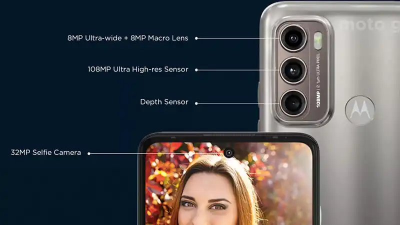 imagem que detalha as câmeras do Moto G60