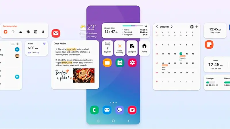imagem que mostra a interface de um celular samsung