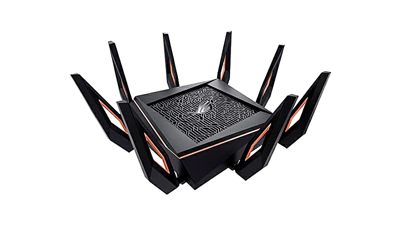 imagem de um roteador wi-fi Rog Rapture com oito antenas
