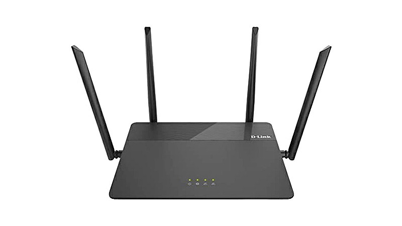 imagem de um roteador D-Link DIR-878 na cor preta com quatro antenas