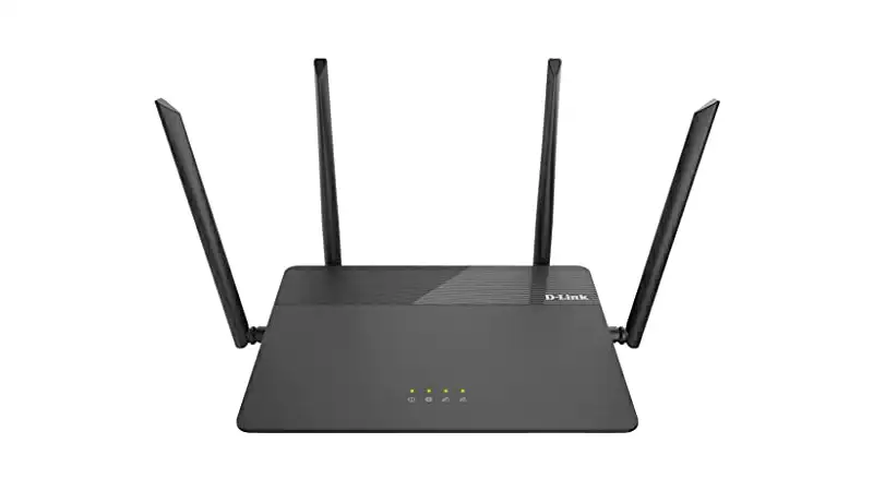 Roteador Wi-Fi D-Link DIR-878 imagem de um roteador D-Link DIR-878 na cor preta com quatro antenas