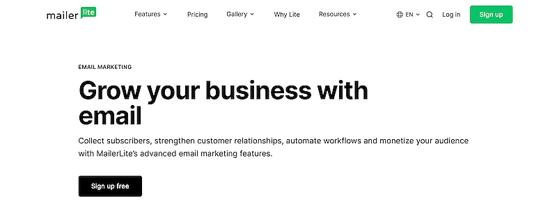 MailerLite home page