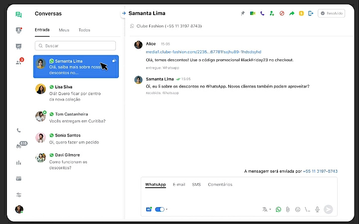 Captura de tela do JivoChat