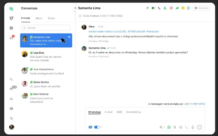 Captura de tela do JivoChat