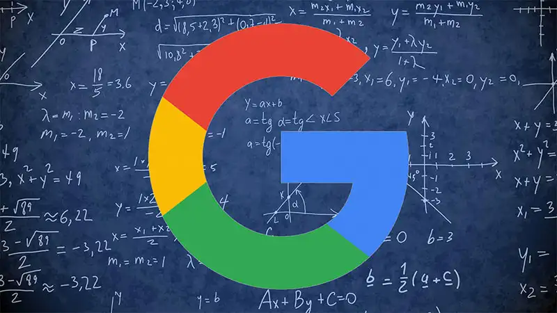 SEO para ecommerce Logotipo de Google con dibujos de algoritmos