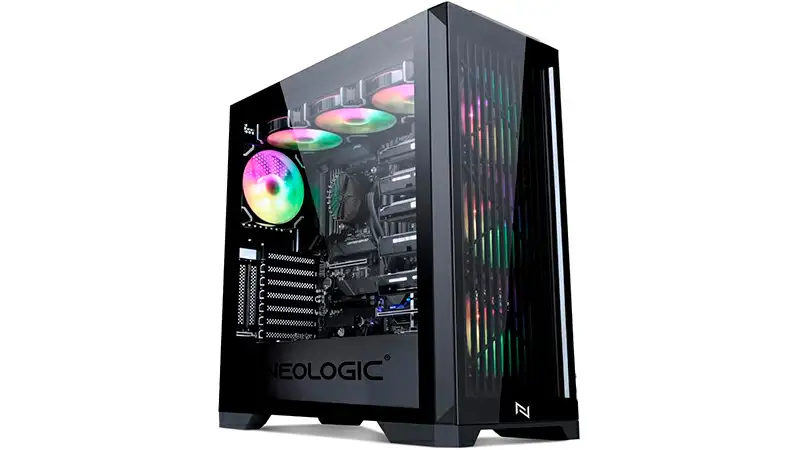 imagem que mostra um setup gamer Neologic com iluminação RGB