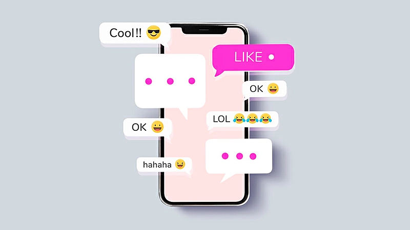 Foto de um celular mostrando o teclado de emojis