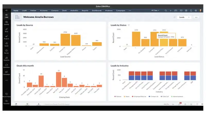 captura de tela do Zoho CRM