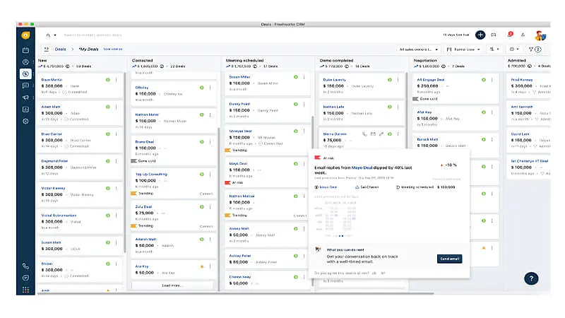 captura de tela do Freshsales