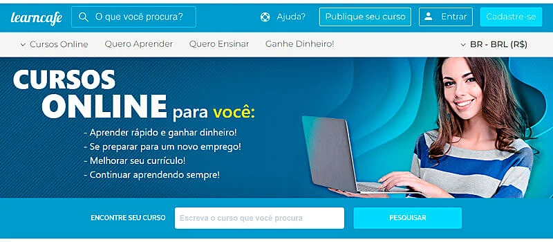 captura de tela da página inicial do site de cursos gratuitos learncafe