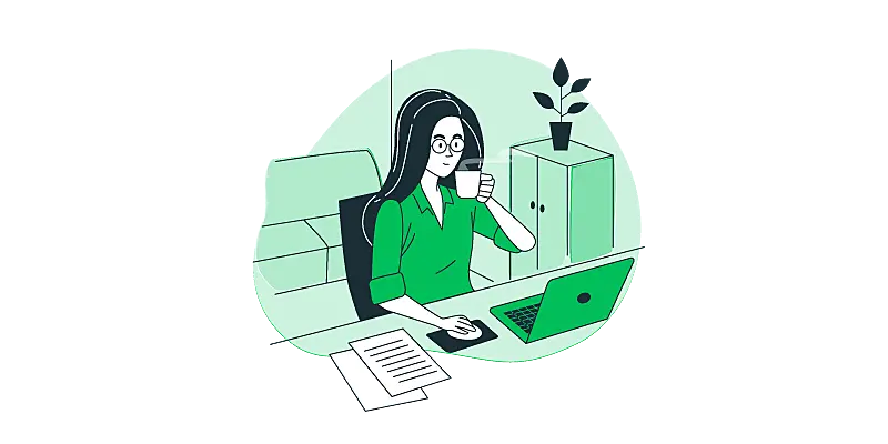 Imagem vetorizada de uma mulher visitando site de freelancer