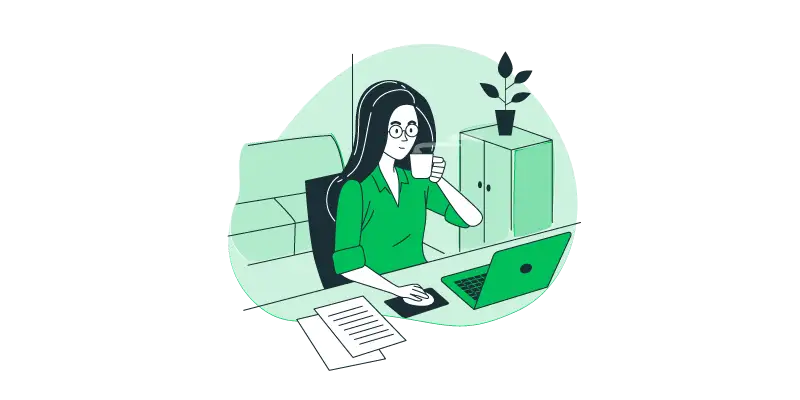 Imagem vetorizada de uma mulher visitando site de freelancer
