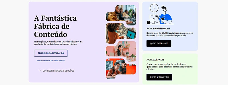 banner da página inicial do site de freelancer meu redator