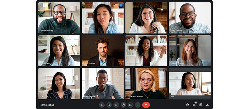 captura de tela de uma reunião de trabalho no site de video chamada google meets