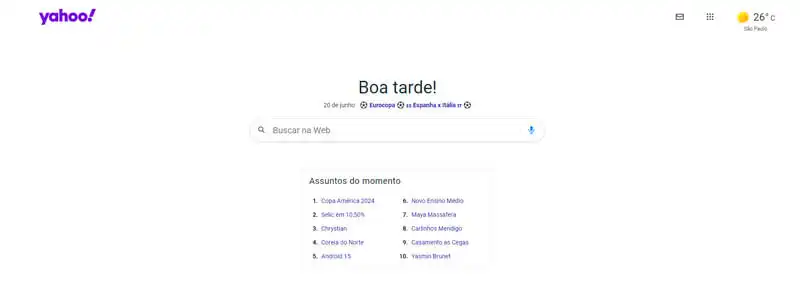 3 captura de tela do site de busca yahoo