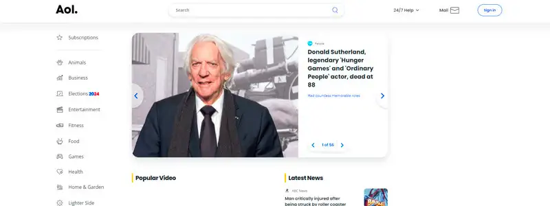 6 captura de tela do site de busca aol