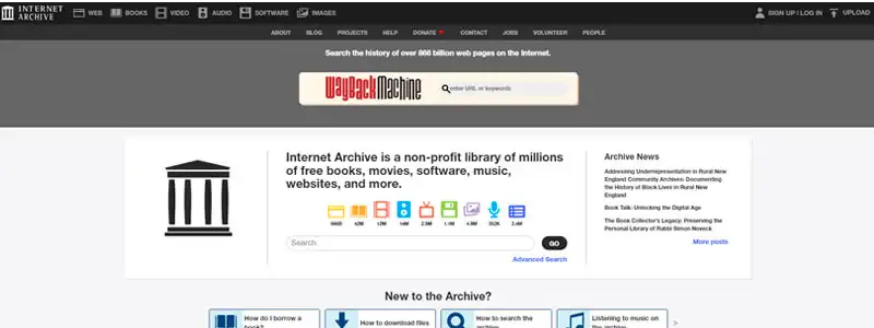 8 captura de tela do site archive.org