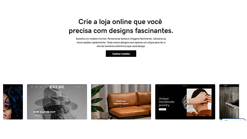 captura de tela mostrando exemplos de sites prontos da GoDaddy