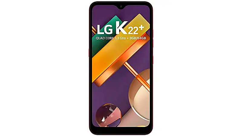 imagem da parte frontal de um smartphone LG K22+