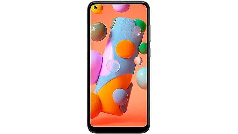 imagem da parte frontal de um smartphone Samsung A11