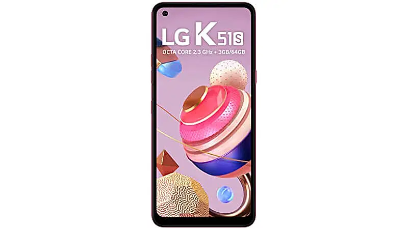 imagem que mostra a parte frontal de um LG K51S