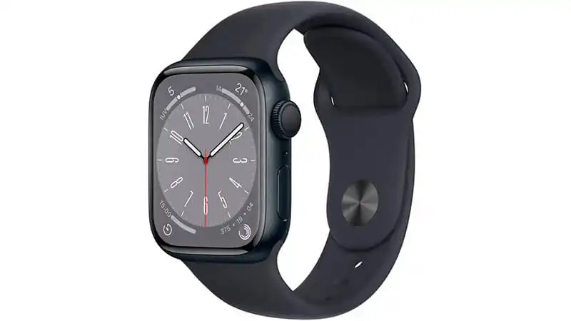 Smartwatch com GPS Apple imagem de um Apple Watch Series 8 na cor preta