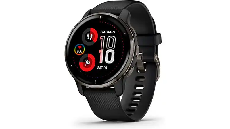 Smartwatch com GPS Garmin imagem de um smartwatch Garmin Venu 2 Plus na cor preta